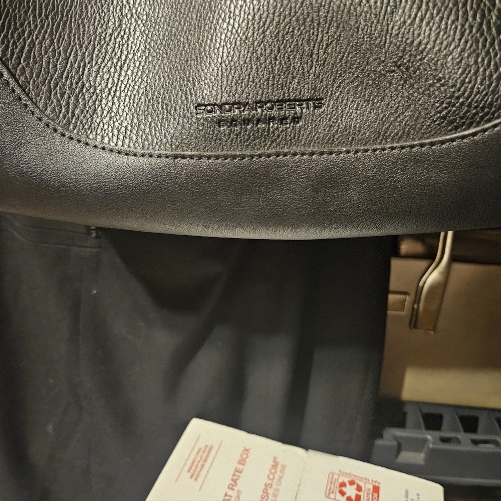 Sondra Roberts Black Leather Tote Bag
